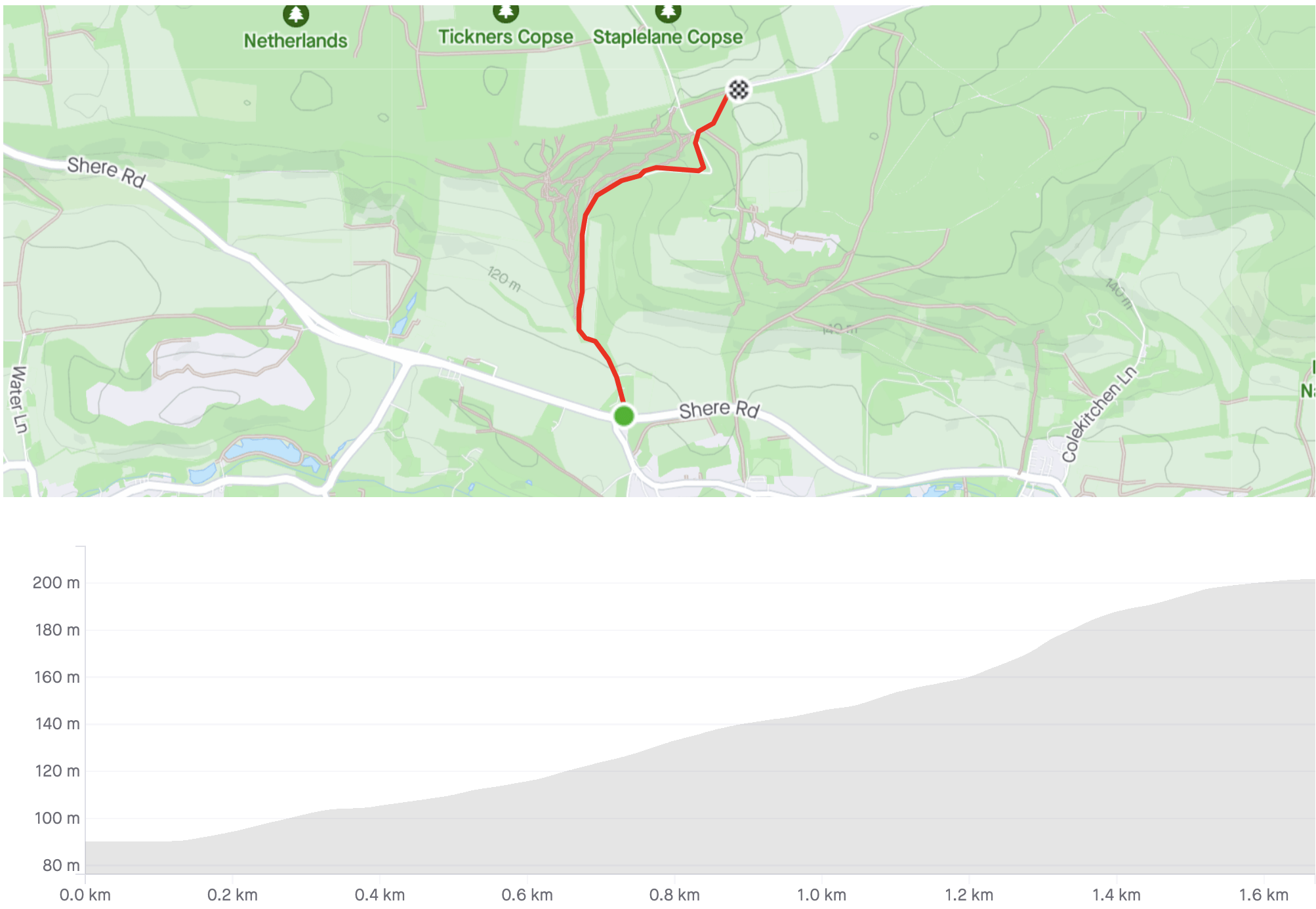 A map displaying the path of a trail for Surrey Cycling Club.